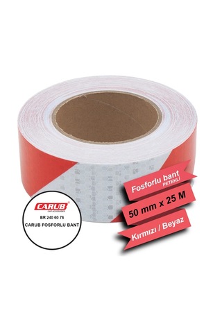Carub Fosfor Bant Petekli Çapraz 5 Cm X 25m Kırmızı-beyaz