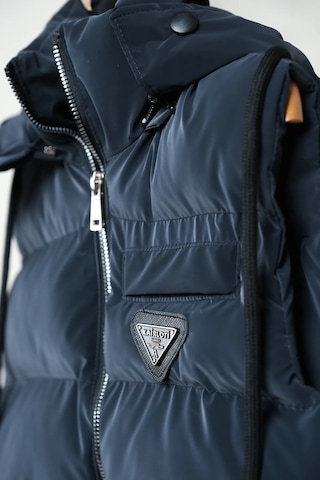 Kapüşonlu Erkek Çocuk Nova Kumaş Şişme Yelek Lacivert