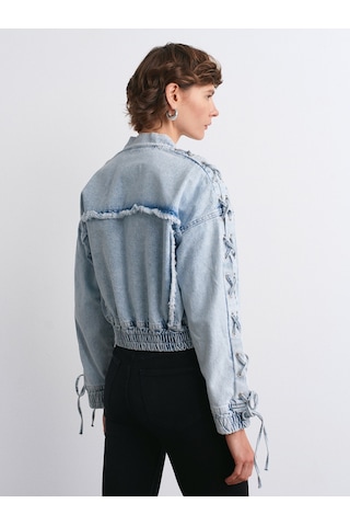 Dilvin 65367 Kolları Zımbalı Bomber Denim Mont-mavi Mavi
