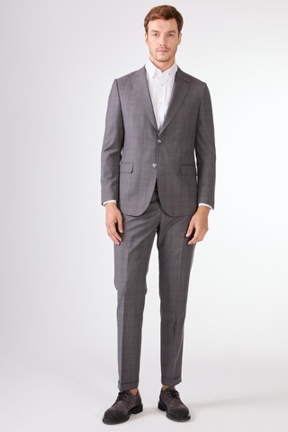Dufy Erkek Regular Fit Sivri Yaka Gri Takım Elbise-18758