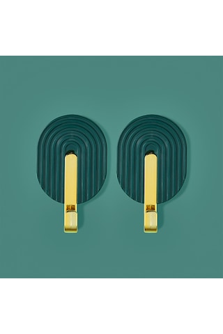 Geeroyoo Yeşil Yeşimli 2 Adet Abs Materyal Süper Yapışkan Duvar Kanca - Banyo, Mutfak, Kapı Arkasında Kullanıma Uygun, Havlu, Çanta, Giyecek Asma İçin Delme Yok Kurulum Koyu Yeşil