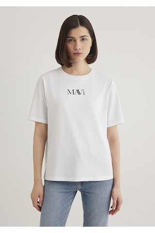 Mavi - Mavi Logo Baskılı Beyaz Tişört 1611594-620 Beyaz