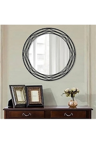Favdecor Modern Metal Dekoratif Duvar Aynası Siyah