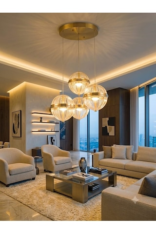 Ers Aydınlatma Küre Gold 4 Lü Led Avize 3 Renk İle Büyük Avantaj Altın-gold