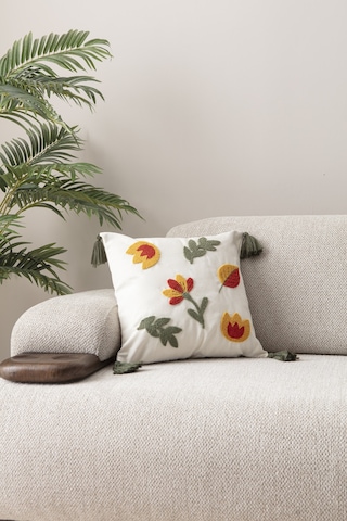 Comfort Serisi Punch İşlemeli Keten Kırlent Kılıfı 43x43 Cm Bej