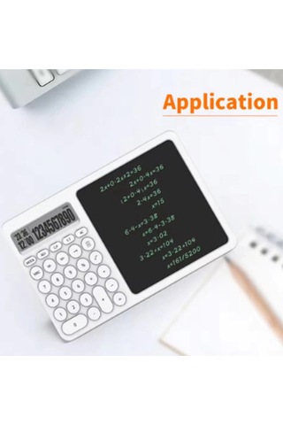 Çok Amaçlı Digital Hesap Makinesi Lcd Ekran Yazma Tableti Ofis Okul İçin Silinebilir El Yazısı Not D Beyaz