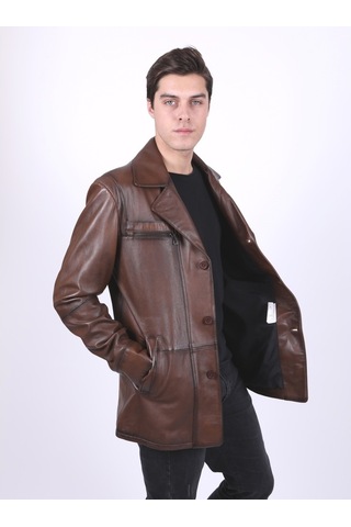 New Zaya Leather Erkek Kahverengi Deri Mont Hakiki Deri (468605696) Kahverengi