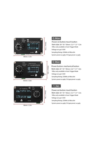 Trendooze Tek Osiloskop Osiloskop Örnekleme Oled Ölçüm Mini Metal Khz Kanallı İnç Hızı Ekran Düğme Dokunmatik Buton Basit Ayarı 250 0.96 Ba