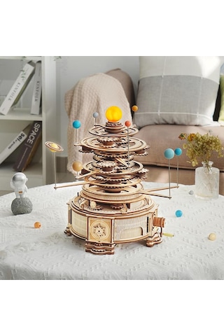 Rokr St001 Mechanical Orrery Dıy Mechanical 3d Puzzle Maket Model Seti 3d Model Kit Ahşap Maket Dekoratif Hobi Seti Hareketli
