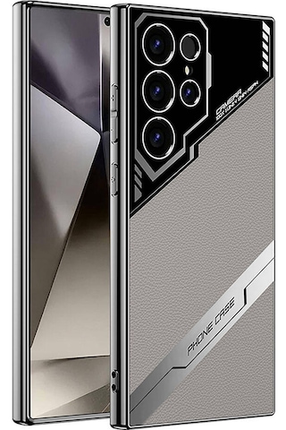 Zore Galaxy Uyumlu S24 Ultra Kılıf Kamera Korumalı Suni Deri Tasarım Yeni Seri Procase K Titanyum-gri