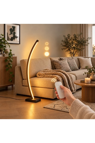 Vilinze Vilinze Jedi Ahşap Led Dekoratif Ayaklı Lambader Siyah