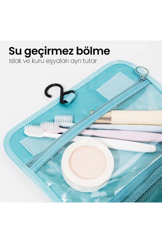 Vusign Vusıgn Kozmetik Saklama Çantası Seyahat Makyaj Organizer Çanta 24x9x20 Cm Beyaz Çiçek Desenli