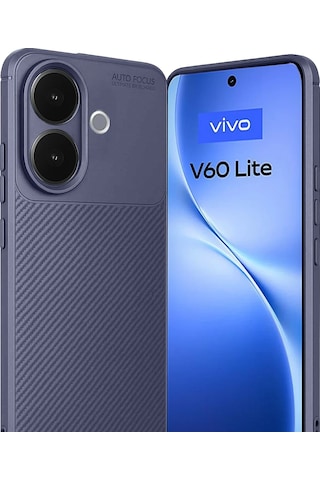 Vivo V60 Lite Uyumlu Kılıf Karbon Tasarım Kamera Korumalı Silikon Telefon Kılıfı Kapak Lacivert