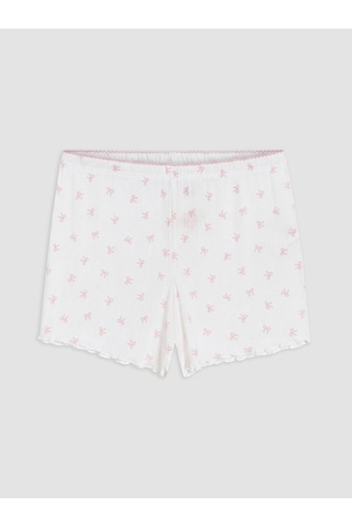 Lcw Young Ekru Fiyonk Desenli Kadın Şort Pijama Altı