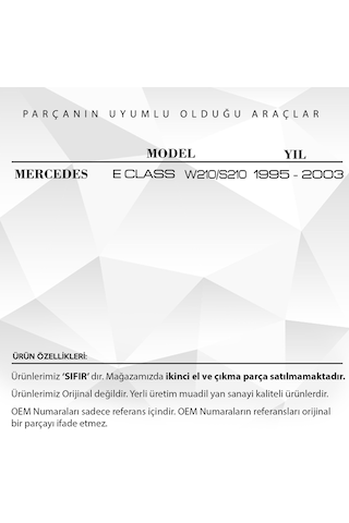 Mercedes W210. S210 için Cam Kriko Teli Arka Sağ Sol Tamir Takımı