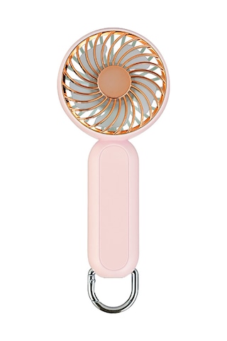 Kangvka A217 Pembe Elektroplitli Cepli Fan - Usb Şarjlı, Taşınabilir Dağcılık Kancalı, Dış Mekan Kullanıma Uygun Mini Fan