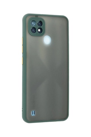Realme C21 Kılıf Montreal Silikon Kapak - Yeşil Siyah