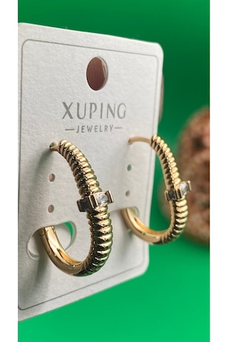 Xuping Rose Gold Uzun Taşlı Kadın Çelik Küpe Gold