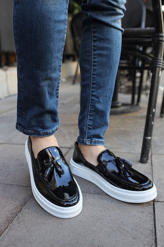 Roof Atelier Erkek Siyah Rugan Püskül Detaylı Loafer Ayakkabı - 127 - Rbt Loafer-x Siyah