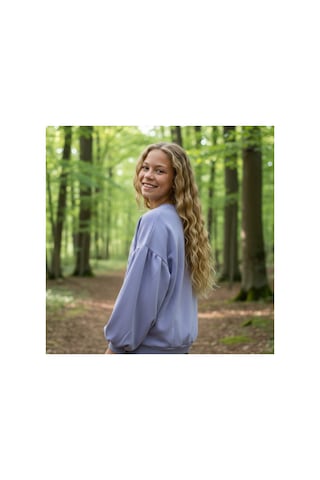 Fesshera Kids Kız Çocuk Sweatshirt Balon Kol Baskılı Oversize Pamuklu Sweatshirt / Geniş Kalıp Uzun Kollu Tişört Mor