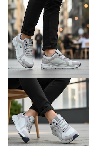 Fore Sport Erkek Kalın Taban Günlük Spor Ayakkabı Rahat Yürüyüş Sneaker Beyaz - Vizon