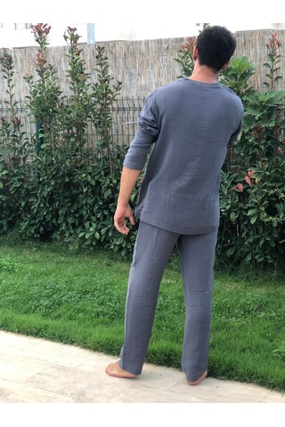 Combattente Müslin Erkek Pijama Takımı Gri Grı