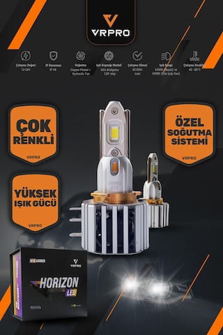 Vrpro Horızon H15 Turuncu-beyaz Led Far Ampülü Fan Soğutma Sistemi