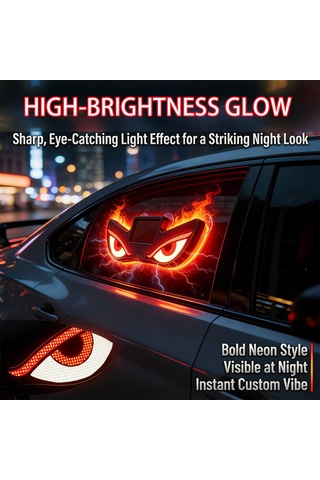 Vantuzlu Solar Güneş Enerjili Ve Şarj Edilebilir Devil Eyes Araç Işıkları Ön/arka/yan Cam İçin Usb Bağlantılı Led Işıkları Kırmızı-sarı