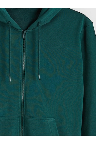 Lc Waikiki Yeşil Kapüşonlu Erkek Fermuarlı Sweatshirt