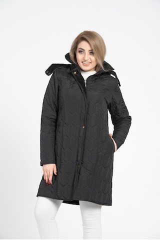 Vetre Kadın Kapitone Mont (95 Cm) Siyah Büyük Beden 1016 Çok Renkli