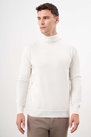 Morven Erkek Ekru Basic Balıkçı Yaka Dynamic Fit Rahat Kesim Triko 26kc017002454 Ekru Ekru