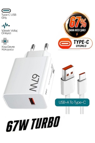 Xiaomi Redmi Note 8 9 9t 10 10s 11 12 13 Pro Uyumlu 67w Turbo Şarj Aleti Type-c 67w Hızlı Şarj