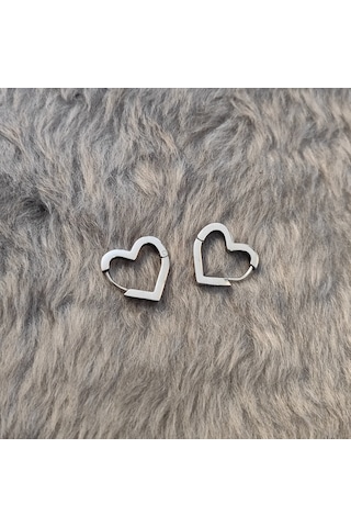 Chavin Çelik Kalp Dizayn Bayan Tek Küpe et08by Gümüş