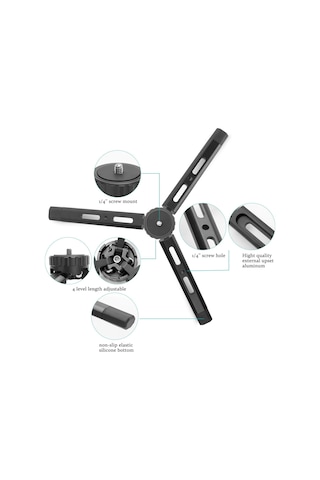 Alüminyum Mini Tripod, Zhiyun Smooth Q/4, Crane Plus/2, Osmo Mobile, Ronin-s, Vimble 2, Gimbal Sap Kavrama Sabitleyici