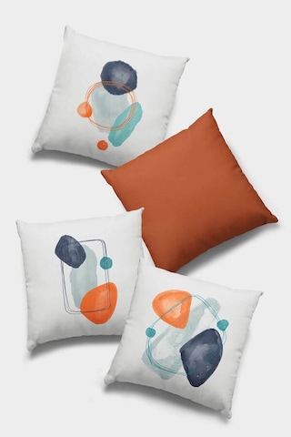 Turuncu Modern Çift Taraflı 4'lü Set Kırlent Kılıfı 4kr059n11