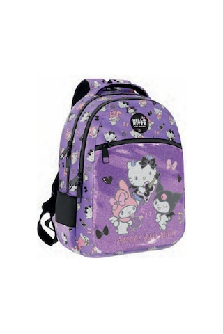 Hello Kitty İlk Okul Çantası - Sırt Çantası / Orjinal Lisanslı Lüx Çanta Mor / Beslenme 3'lü