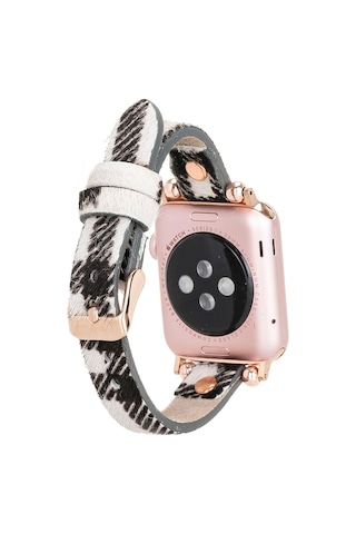 Bloomband Signature Wild Zebra Leather Apple Uyumlu Watch Band - 44/45/46/49mm
