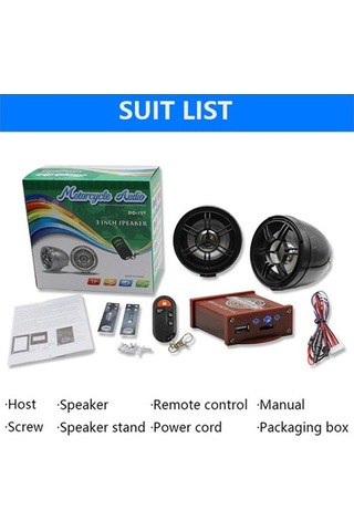 Besthome1 Ty-908bt Bluetooth Motosiklet Hoparlörü - Çift 3'' Hoparlörlü, Uzaktan Kumandalı, Çalma Fonksiyonu, 12v Ses Sistemi