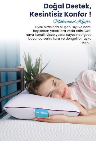 Viscofoam Air Terapi Hava Kanallı Ortopedik Yastık Visco Yastık Mor 60x40x16cm