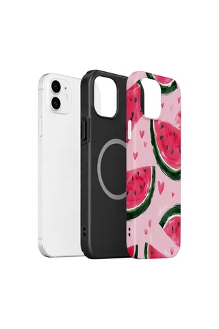 Apple iPhone Uyumlu 11 Vorian Çift Katmanlı Magsafe Kılıf Watermelon Hearts