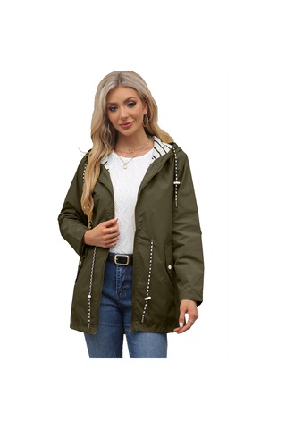 Kadınlar İçin Orta Boy Kapüşonlu Yağmurluk Büyük Beden Trençkot Mor