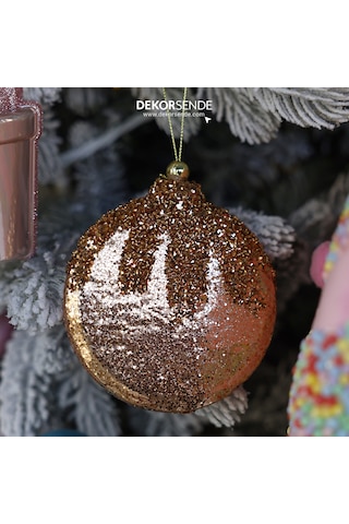 Yılbaşı Süsü Pullu Yuvarlak Süs Bronz 10 Cm