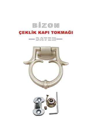 Bizon Saten Alüminyum Çelik Kapı Tokmağı Tak Tak 1 Adet