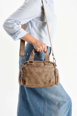 Suni Deri Kadın Omuz Çantası 25 17 Cm Çapraz Askılı Postacı Çanta Mega Bag Vegan Deri Kol Çantası Vizon