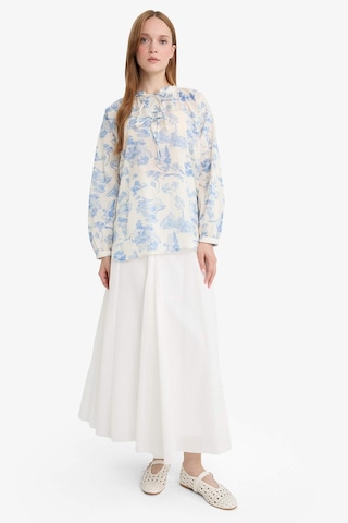 Defacto Relax Fit Çiçek Desenli Vual Uzun Kollu Gömlek Tunik F4558ax25hsbe751 Mavi