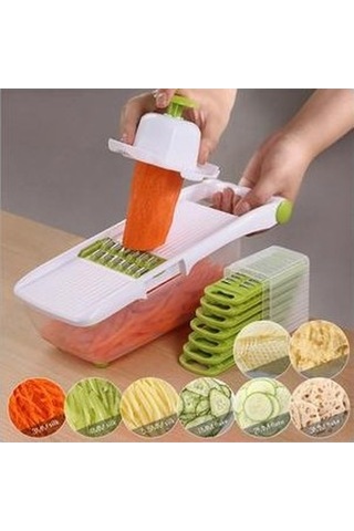 Likeable Sebze Kesici Mandoline Dilimleme Işlevli Mutfak Aksesuarları Sarımsak Basın 8 Adet Paslanmaz Çelik Değiştirilebilir Bıçaklar Manuel Dilimleyiciler Yeşil