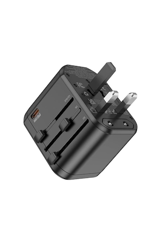 Hoco Ac15 20w Pd Qc 3.0 3 Port Evrensel Seyahat Şarj Cihazı 2 Usb-a + Usb-c Universal Priz - Mh-hs8757-6748