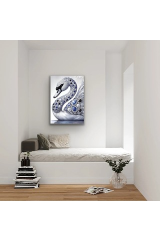 Elmaslı Kuğu Kanvas Tablo 70x100cm Çok Renkli