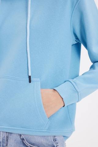 Tudors Kadın Relax Fit Rahat Kesim Pamuklu Kapüşonlu Kanguru Cepli Mavi Sweatshirt-39936 Mavi