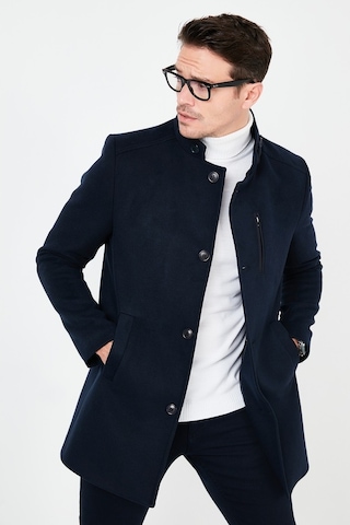 Buratti Slim Fit Düğmeli Dik Yaka Kaşe Erkek Kaban 5840099 Lacivert